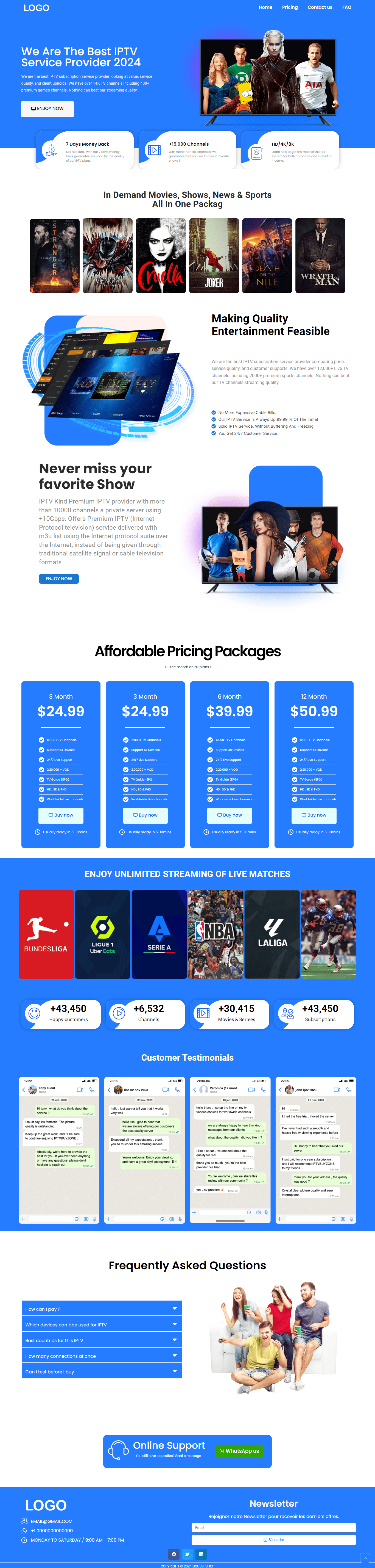 IPTV Template Attractiveness in Blue and White